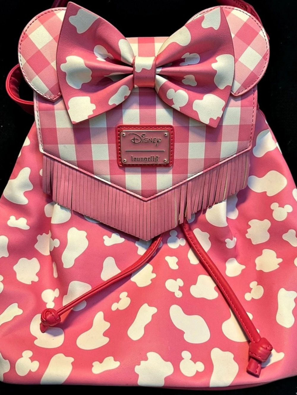 Loungefly Disney Cowgirl Minnie Convertible Mini Backpack Pink & White
